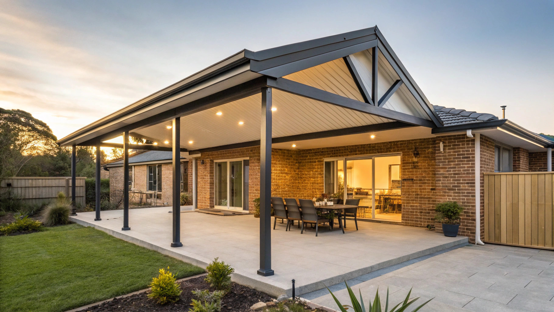 Custom-built patio with gable roof on a Wollongong home